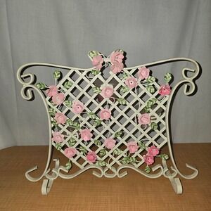 PartyLite Climbing Rose Trellis‎ Metal 3 Votive Candle Holder P7290
